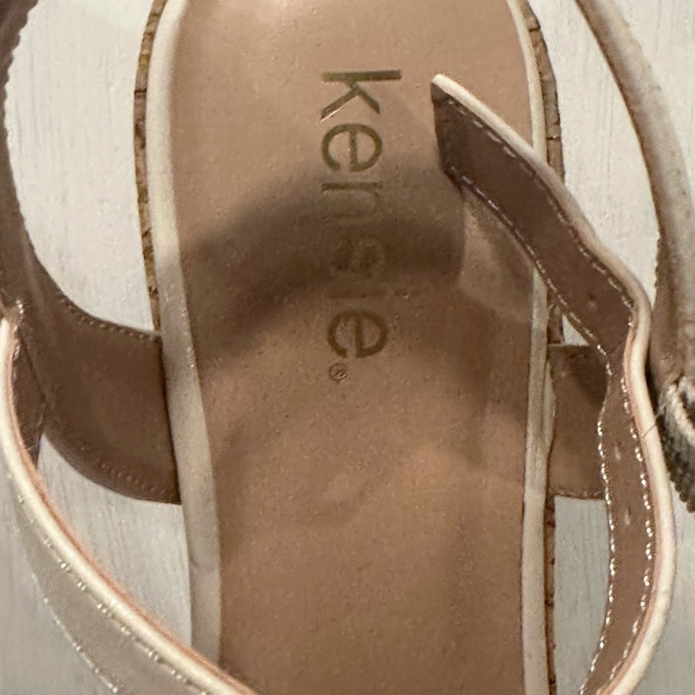 Kensie Carsyn Women’s Cork Heel Platform Sandals Size 11M Nude Strappy Buckle - Picture 7 of 7
